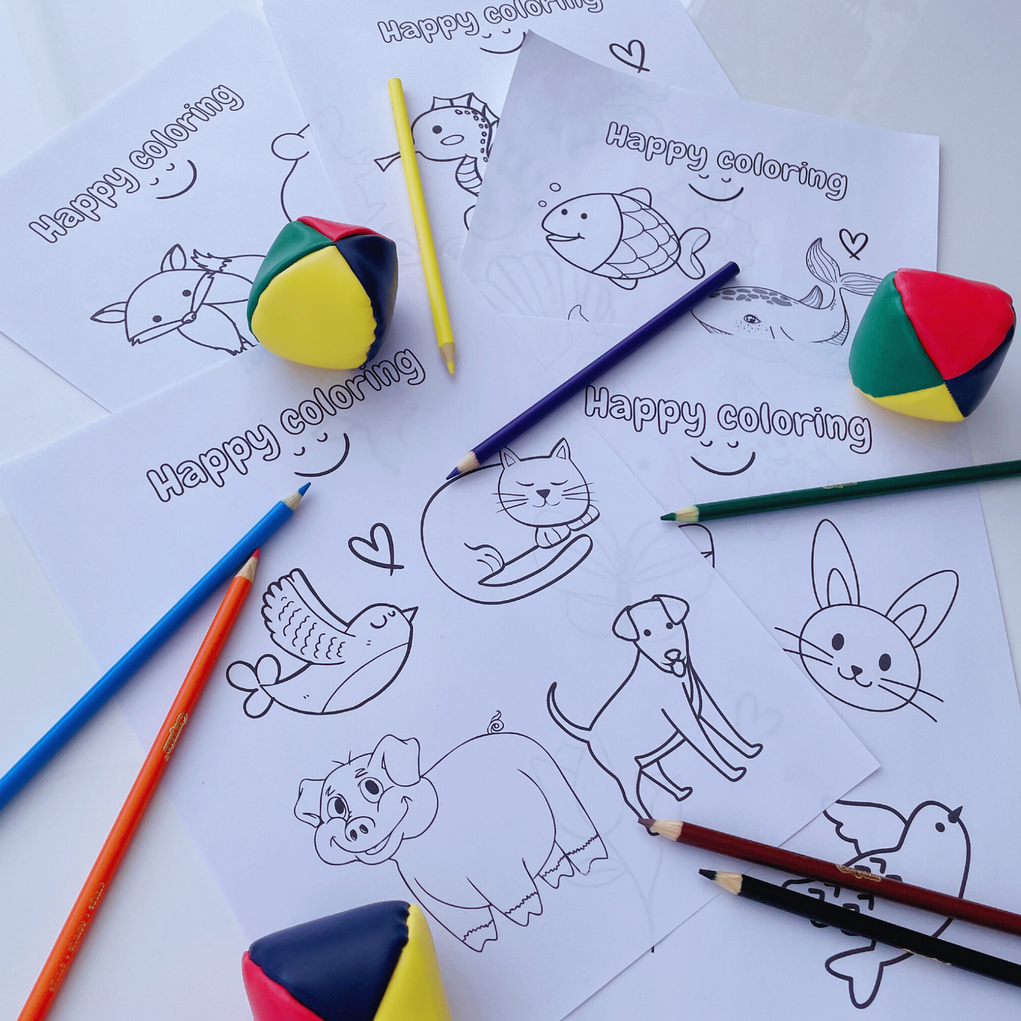 Nature Themed Fun Coloring Pages, Printable, Digital Instant Download