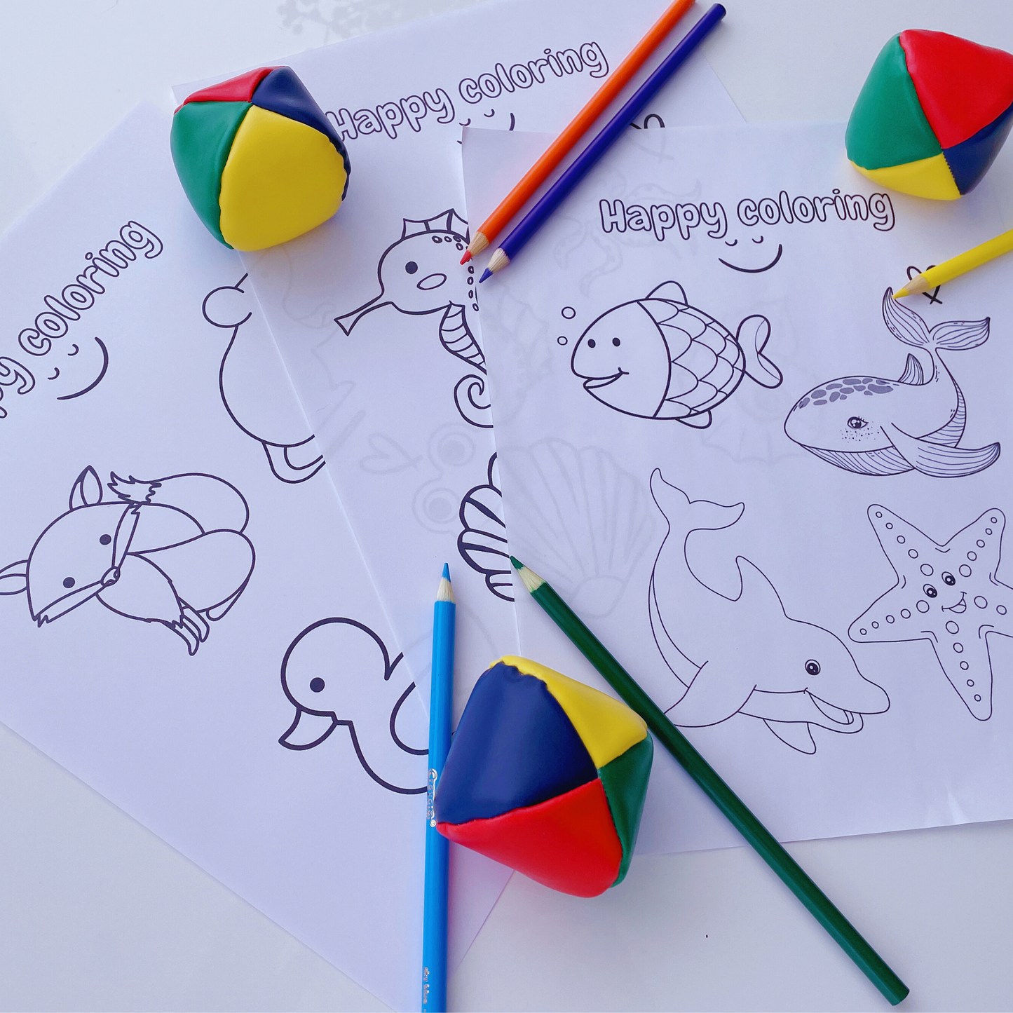 Nature Themed Fun Coloring Pages, Printable, Digital Instant Download