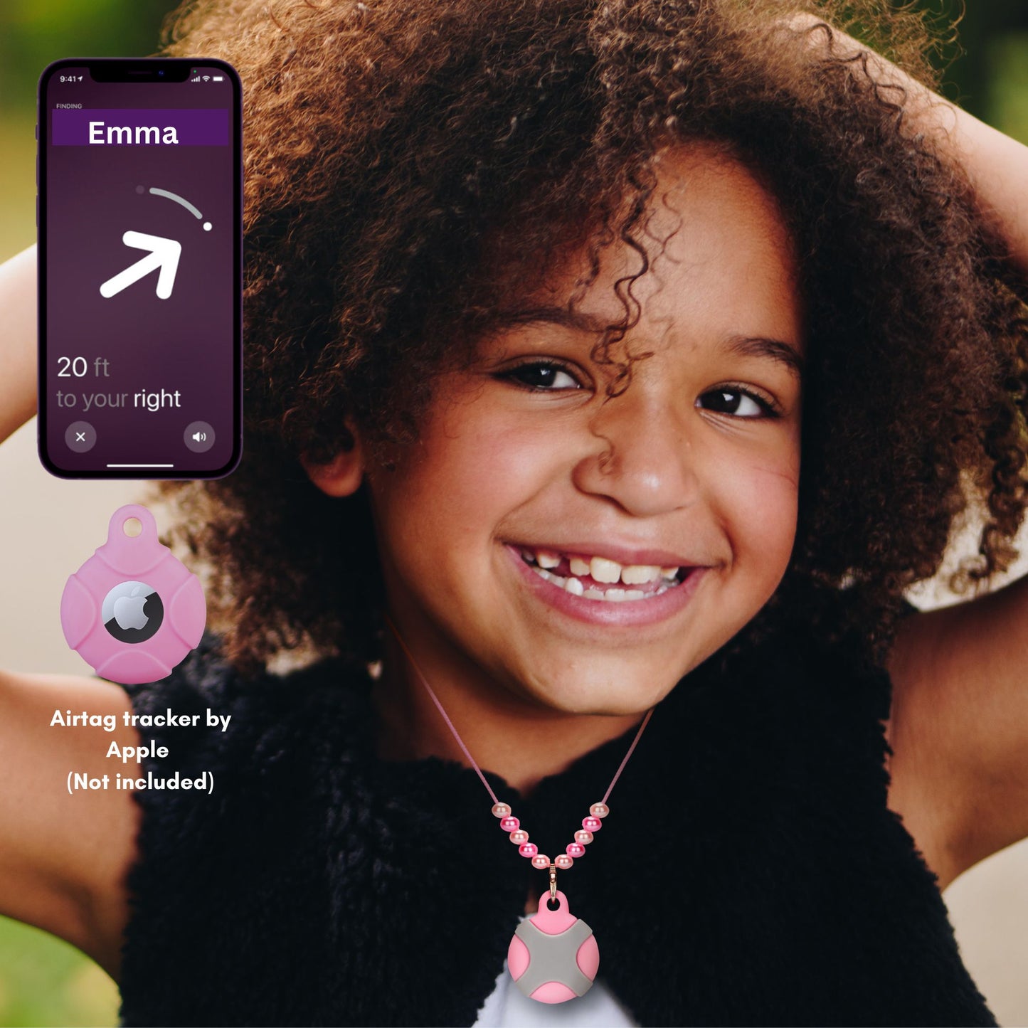 CHABAEBAE Airtag Necklace For Kids & Adults, Plus Cute Stickers
