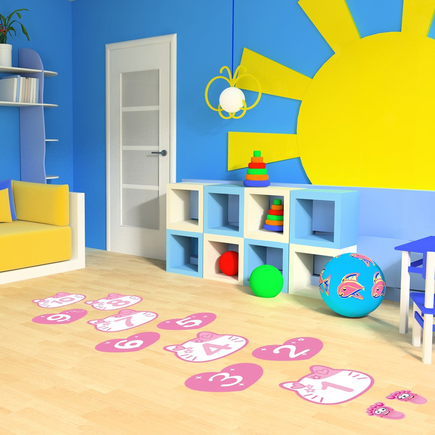 CHABAEBAE Fun Sensory Path Decals, Hopscotch Stickers