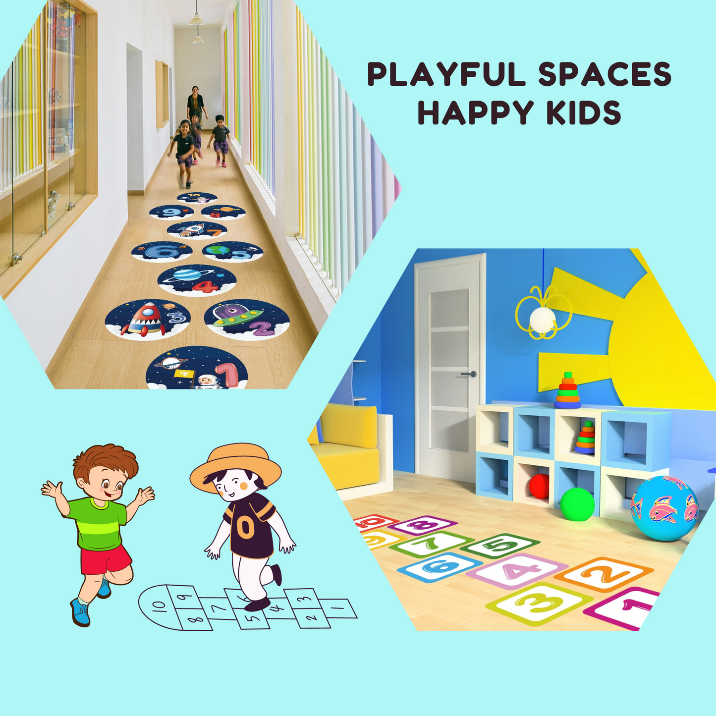 CHABAEBAE Fun Sensory Path Decals, Hopscotch Stickers