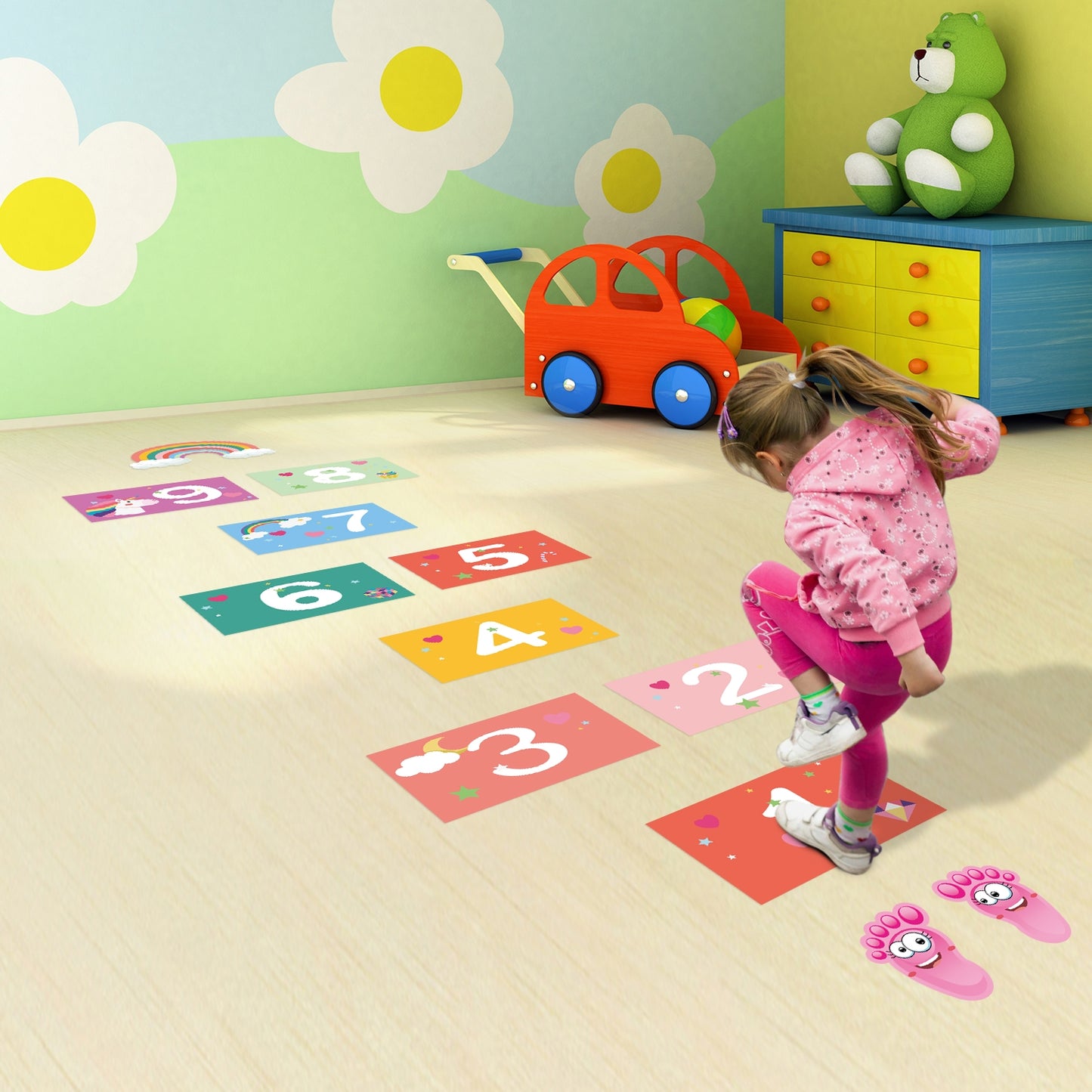 CHABAEBAE Fun Sensory Path Decals, Hopscotch Stickers