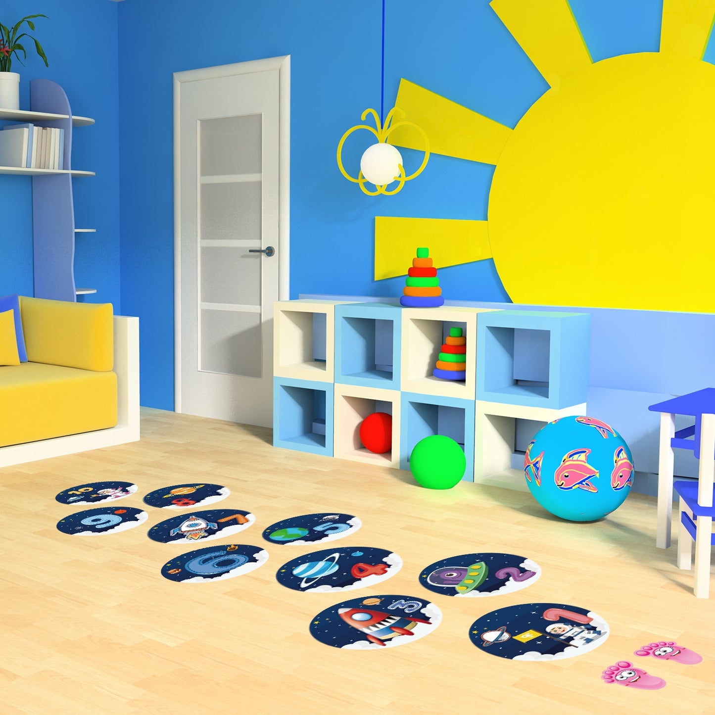 CHABAEBAE Fun Sensory Path Decals, Hopscotch Stickers