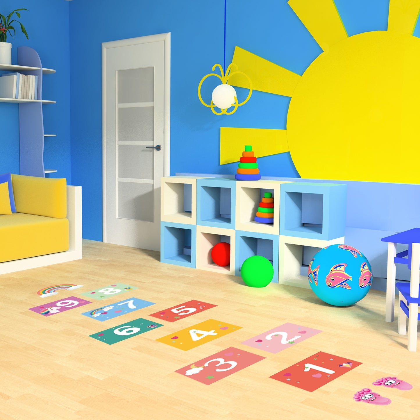 CHABAEBAE Fun Sensory Path Decals, Hopscotch Stickers