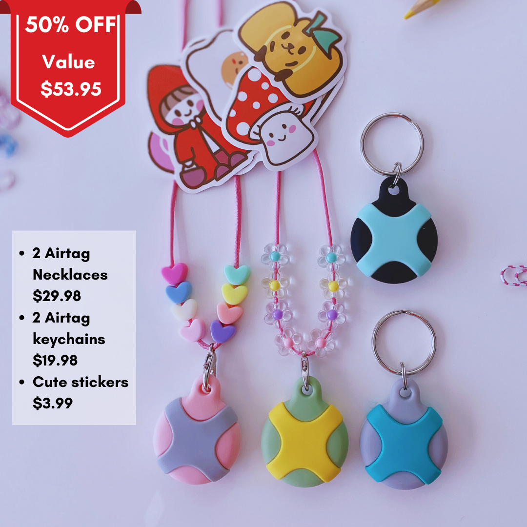 Worry Free Adventure Companion: Airtag Holders, Necklaces Plus Stickers Bundle