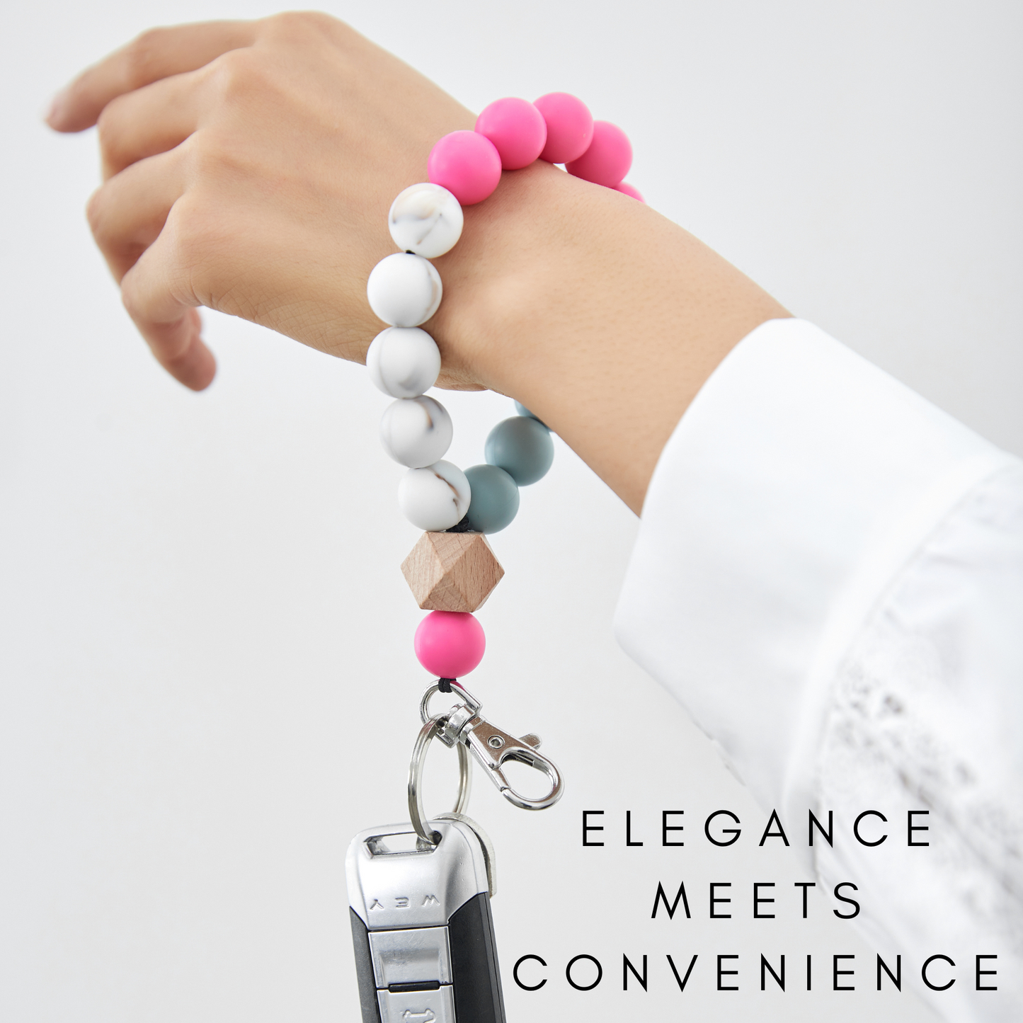 CHABAEBAE Beaded Wristlet With Airtag Keychain Combo Set