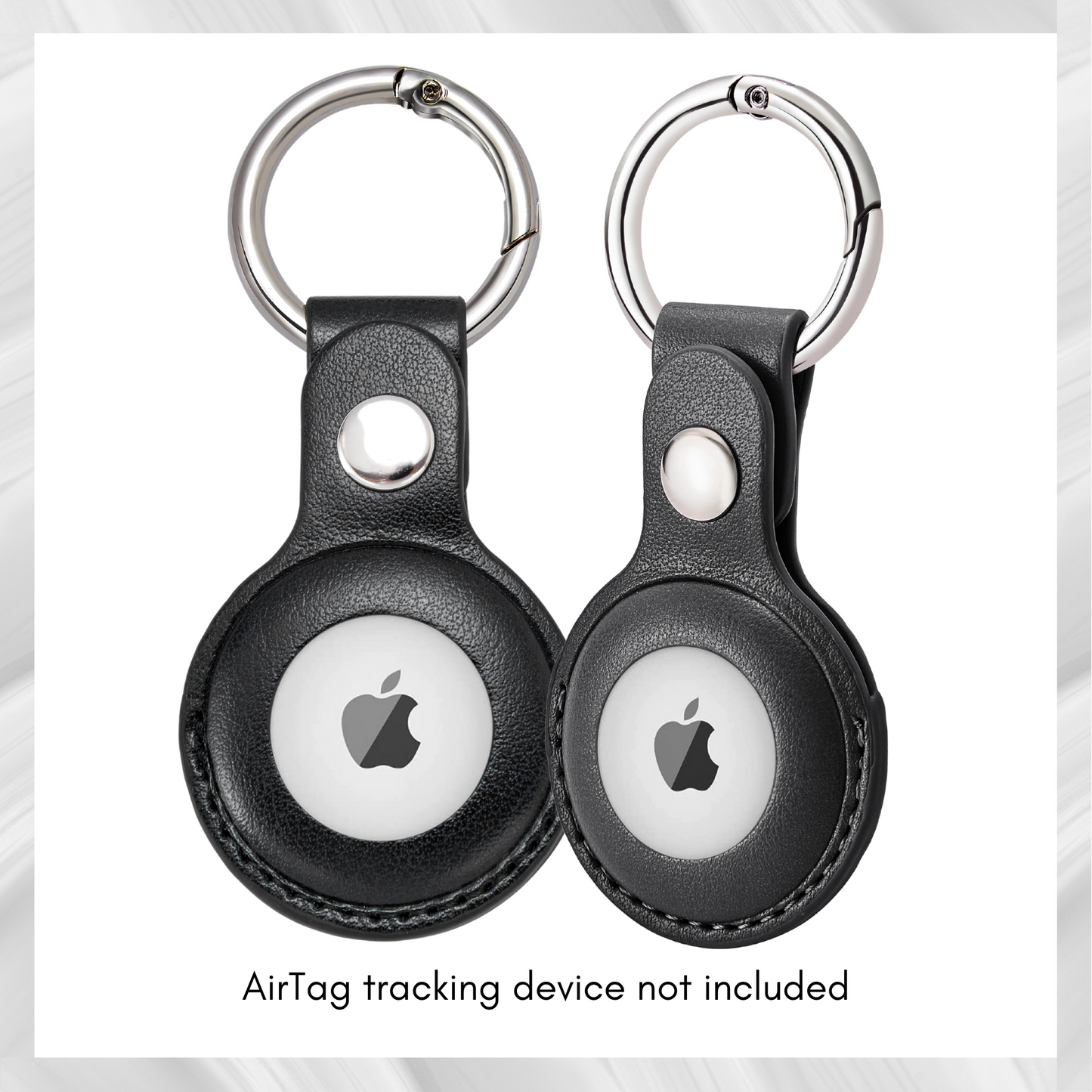 CHABAEBAE Airtag Keychain, Vegan Leather Air Tag Keyring, 2-pc