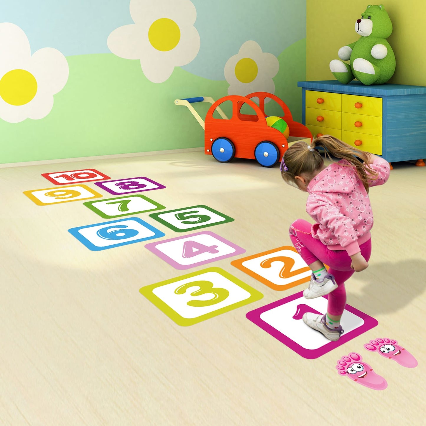 CHABAEBAE Fun Sensory Path Decals, Hopscotch Stickers