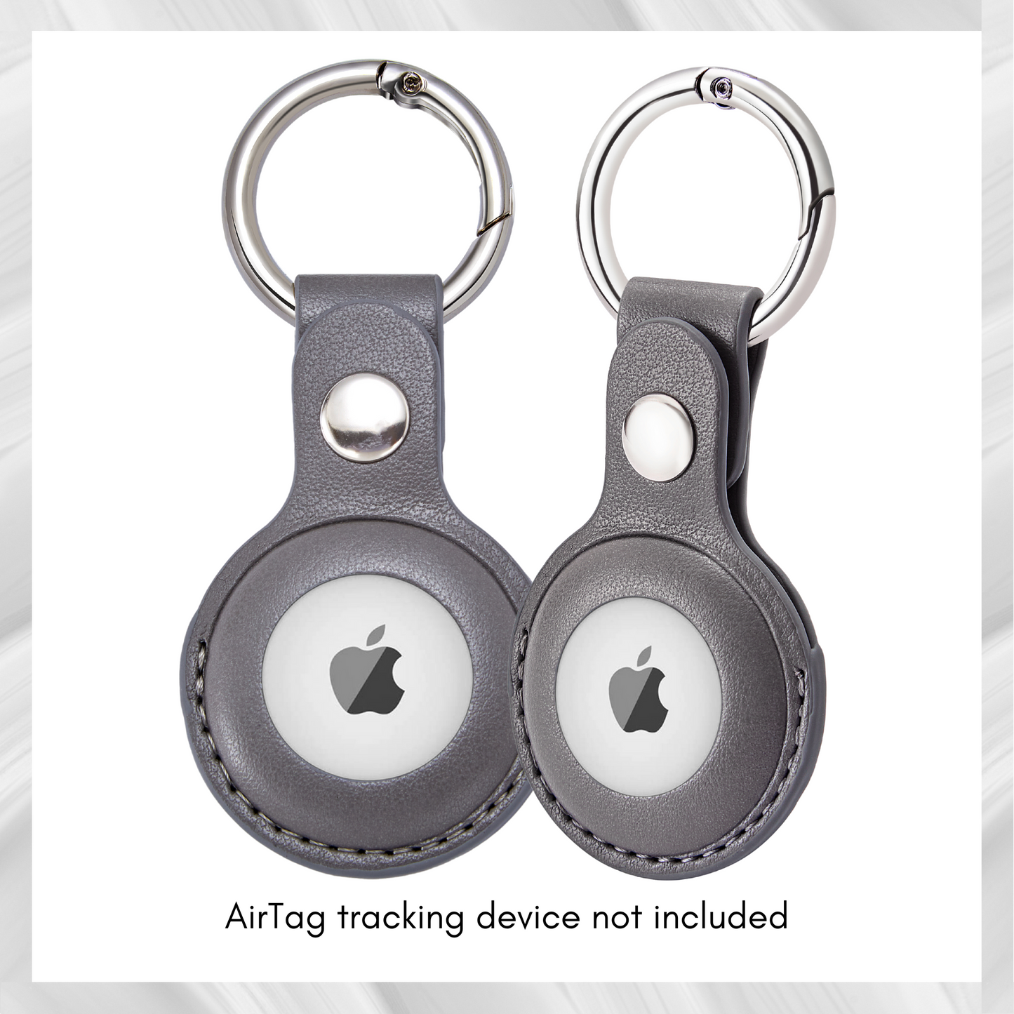 CHABAEBAE Airtag Keychain, Vegan Leather Air Tag Keyring, 2-pc