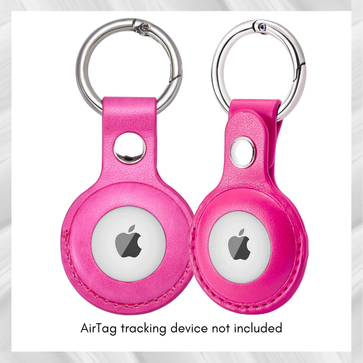 CHABAEBAE Airtag Keychain, Vegan Leather Air Tag Keyring, 2-pc