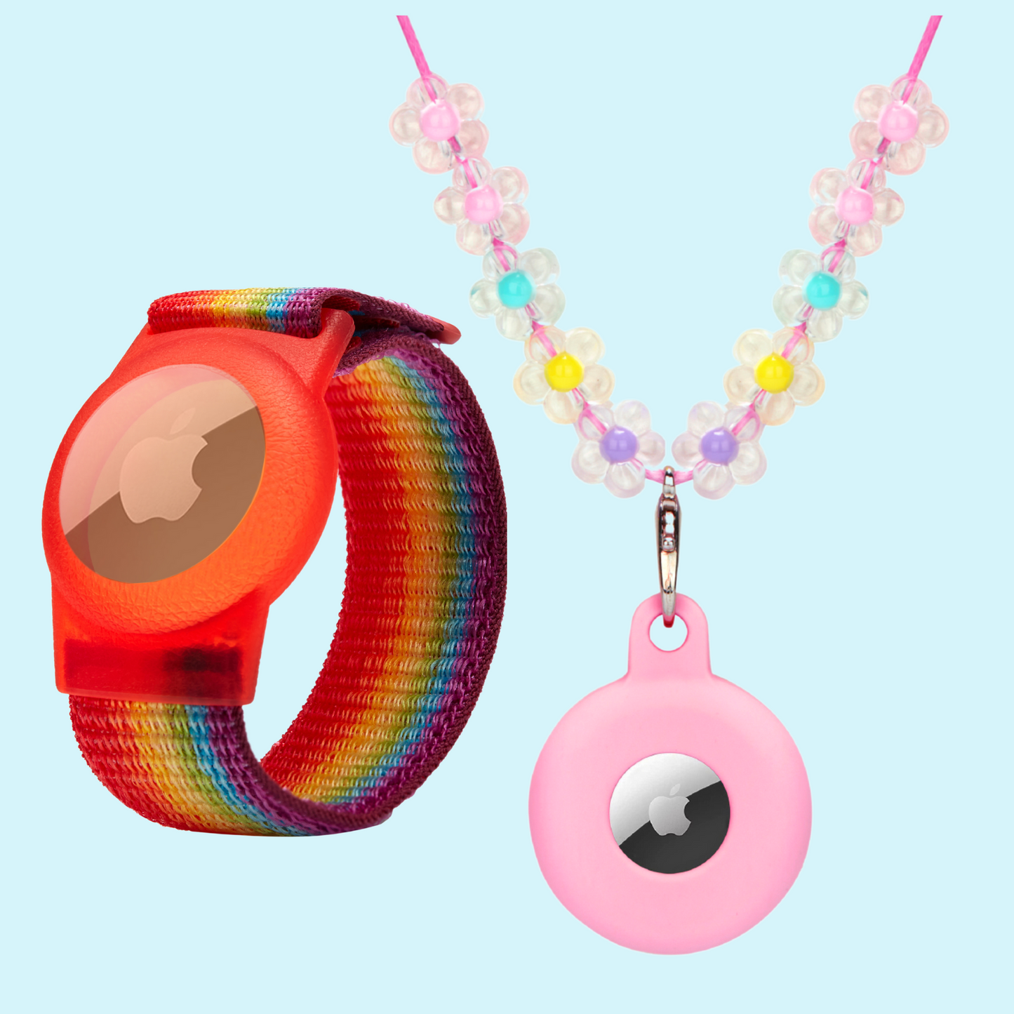 CHABAEBAE Airtag Necklace & Airtag Bracelet For Kids, Air Tag Anklet For Toddlers, Plus Stickers