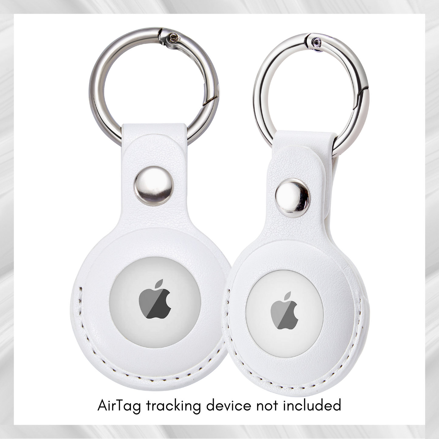 CHABAEBAE Airtag Keychain, Vegan Leather Air Tag Keyring, 2-pc