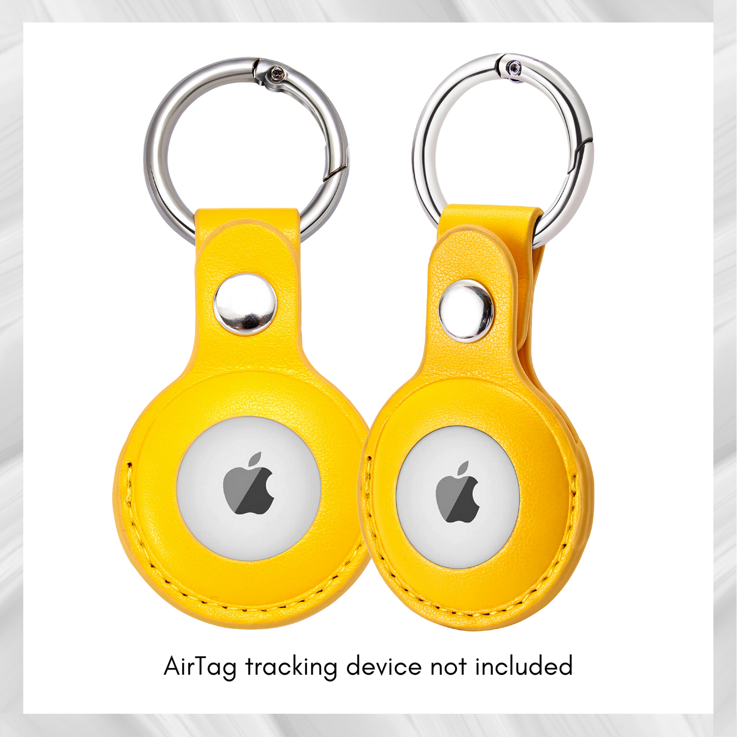 CHABAEBAE Airtag Keychain, Vegan Leather Air Tag Keyring, 2-pc