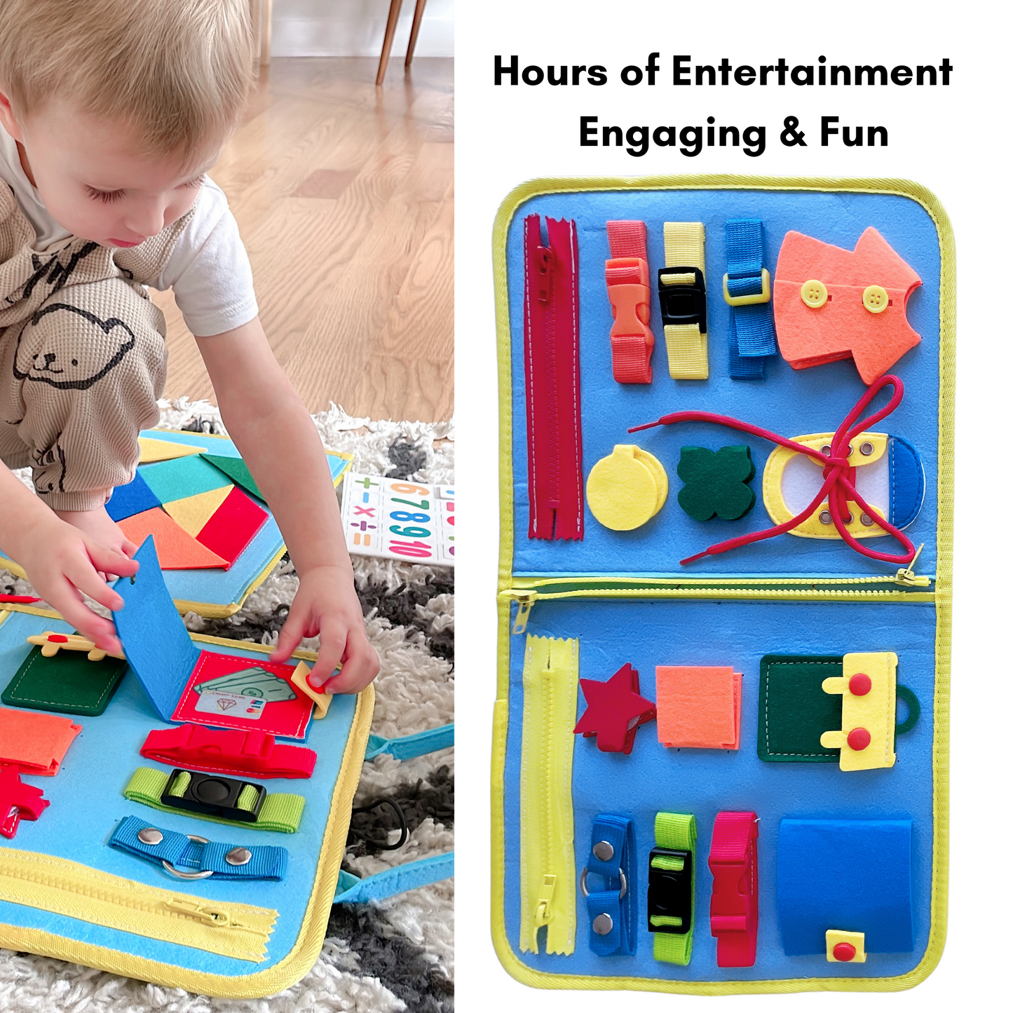 Deal - CHABAEBAE Montessori Toddler Sensory Learning Busy Board | Free U.S. Shipping