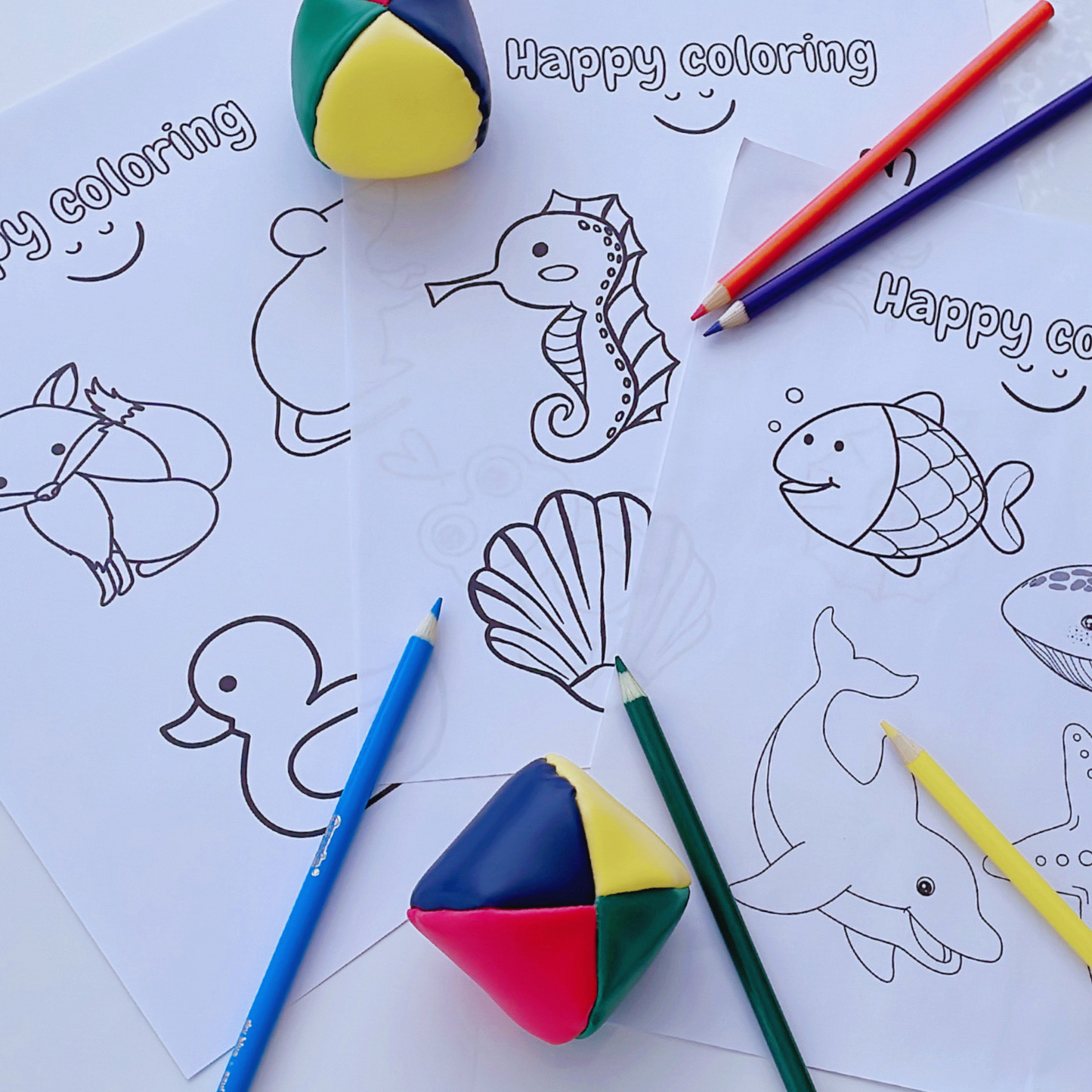 Nature Themed Fun Coloring Pages, Printable, Digital Instant Download