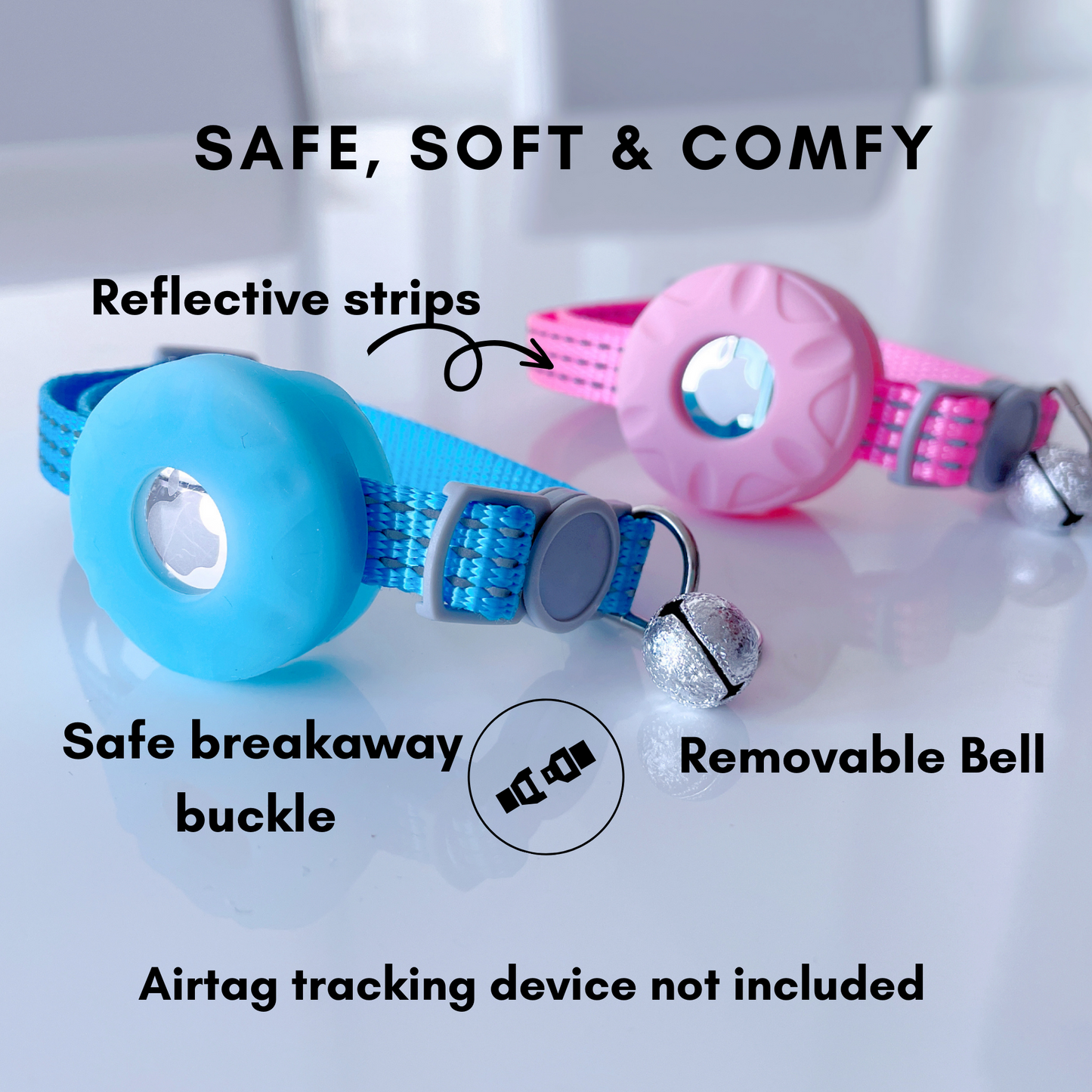 CHABAEBAE Safe & Comfy Airtag Collar For Cats & Small Dogs