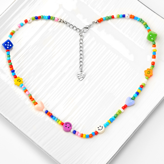 CHABAEBAE Beaded Happy Face Necklace